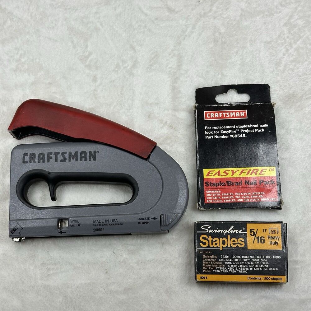 Craftsman Staple Brad Nail Gun Manual 968514 Gray Red USA Made Tool